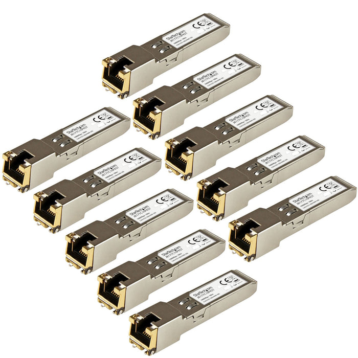 Startech.Com Módulo Transceptor Sfp Compatible Con Hp J8177c 1000base-T Paquete De 10 Módulo De Transceptor Sfp (Mini-Gbic) (Equivalente A: Hp J8177c) 1gbe 1000base-T Rj-45 / Sfp (Mini-Gbic) Hasta 100 M (Paquete De 10) Para Hpe 1810 1910