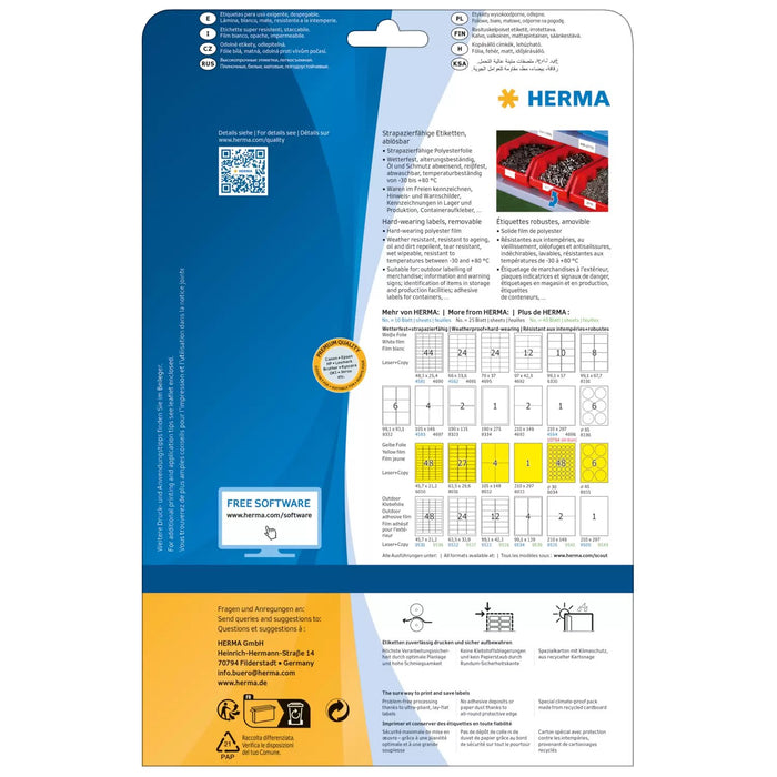 EAN 4008705045735 - HERMA 4573 etiqueta autoadhesiva Desmontable Blanco 480 pieza(s) imagen 2