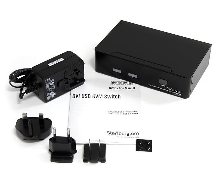 Startech.Com Conmutador Switch Kvm 2 Puertos Usb 2.0 Audio Y Video Dvi 3x Dvi-D Hembra 4x Usb A Hembra 6x Mini Jack Hembra Conmutador Kvm / Audio / Usb 2 X Kvm / Audio / Usb 1 Usuario Local Sobremesa Para P/N: Im12d1500p Sva12m2neua