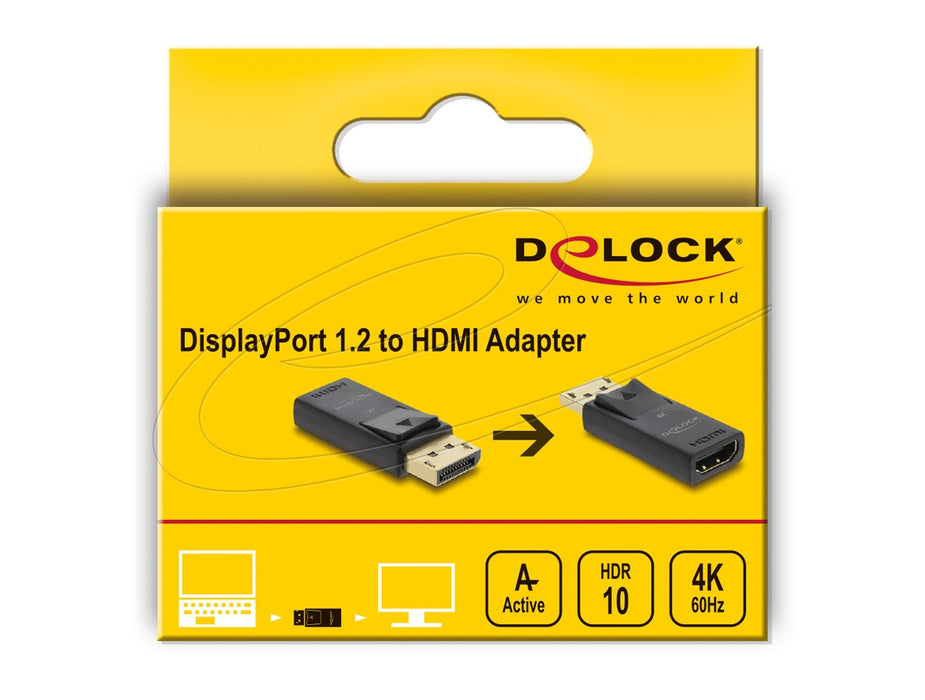 Delock Aktiver Displayport 1.2 Zu Hdmi Adapter 4k Mit Hdr Funktion