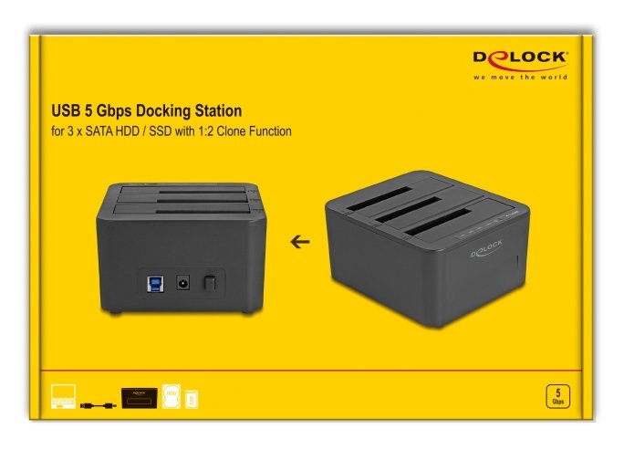 Delock Usb Dockingstation Para 3 X Sata Hdd / Ssd Con 1:2 Klon Funktion