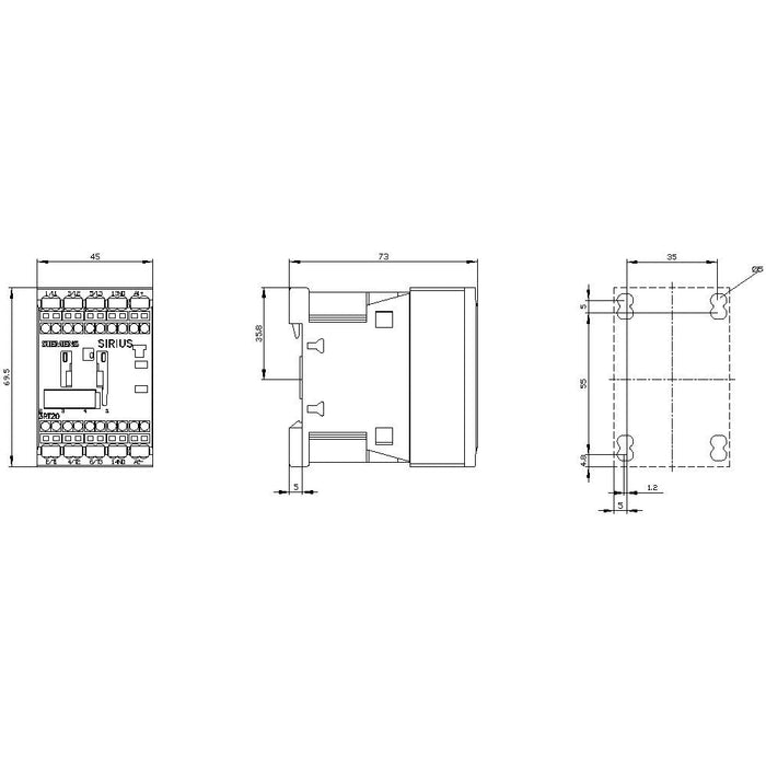 Siemens 3rt20162bb41 Schtz Ac-3 4kw 400v 1s 24vdc 3p S00