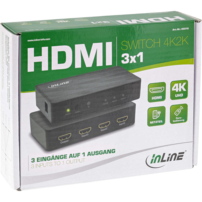 Switch Inline Hdmi, 3 Puertos, 4k2k@60hz , Hdcp 2.2