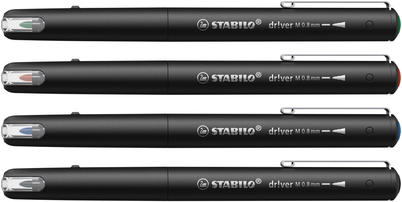 EAN 4006381615006 - STABILO dr!ver rotulador de punta fina Medio Negro, Azul, Verde, Rojo 4 pieza(s) imagen 3