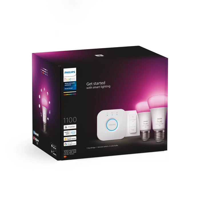 Puente Philips Hue + 2x E27 9w Rgbw + Interruptor