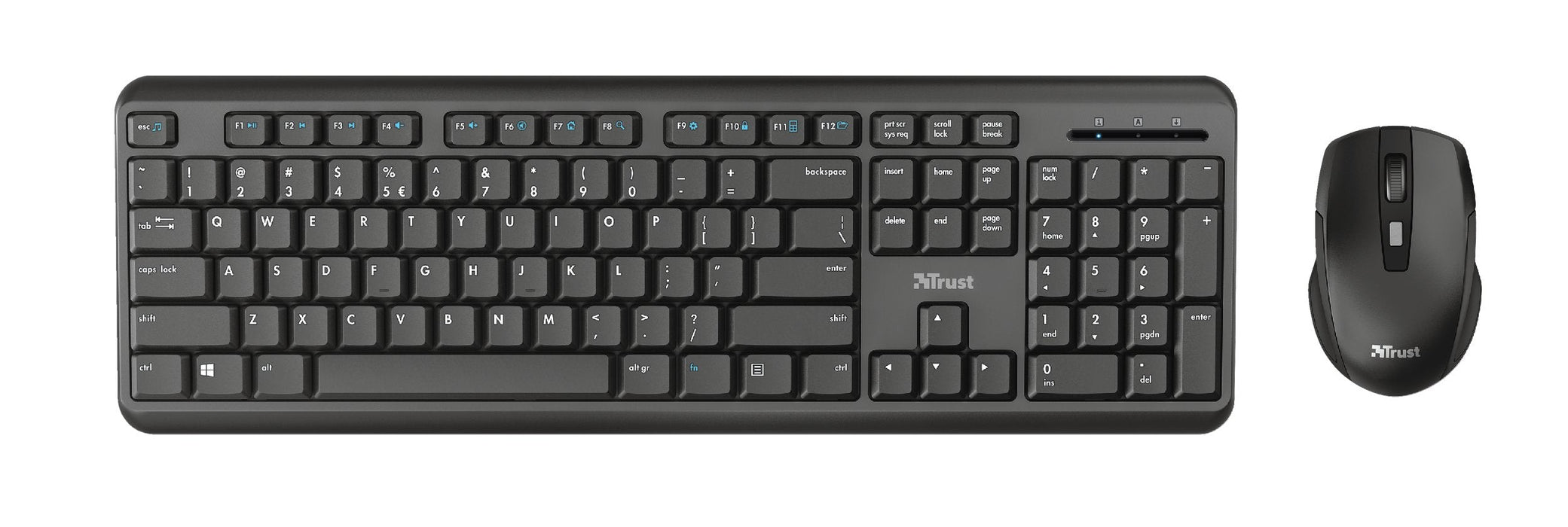 Trust Tkm-350 Tastatur Und Raton Set, Cablelos, Deutsches Qwertz-Layout, Flüssigkeitsgeschützt