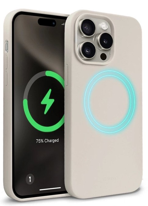 Crong Color Cover Magnetic - Etui Iphone 15 Pro Magsafe (Kamienny Bez)