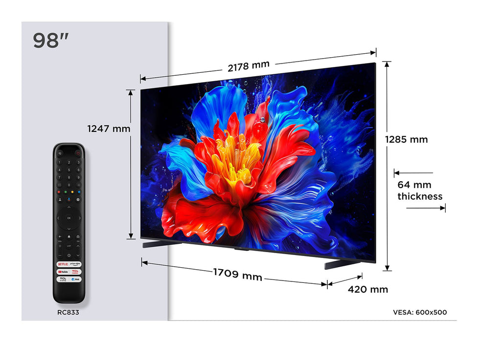 EAN 5901292525859 - TCL P8K 98P8K Televisor 2,49 m (98") 4K Ultra HD Smart TV Wifi Metálico 450 cd / m² imagen 2