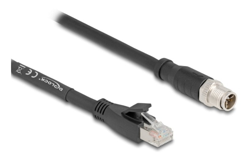 Delock M12 Cable X-Kodiert 8 Pin Stecker Zu Rj45 Stecker Cat.5e S Ftp Flexibel 5 M Schwarz