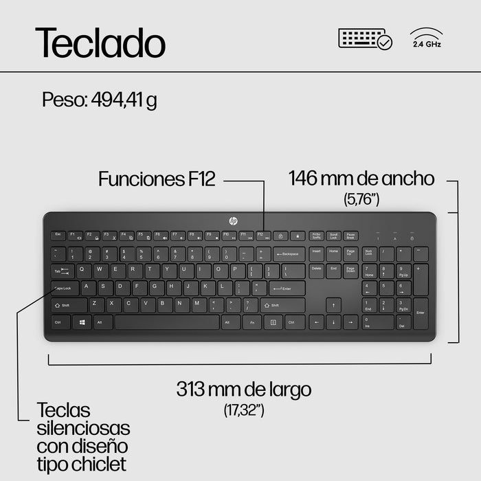 EAN 0195908430049 - HP 230 Wireless Keyboard teclado Universal RF inalámbrico Negro imagen 3