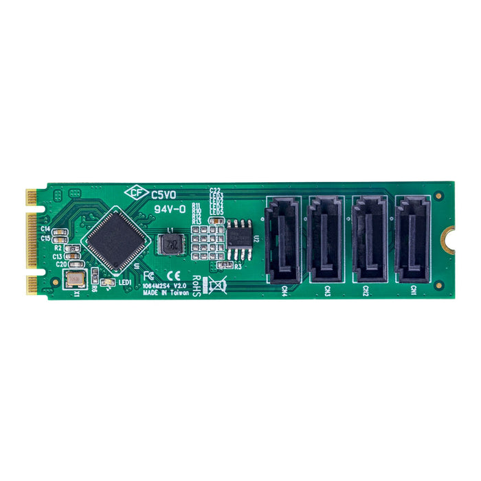 Startech.Com 4-Port M.2 To Sata Adaptador Card, M.2 Pcie 3.0 To Sata Hdd/Ssd Expansion Card, Asm1064 Chipset, M.2 Nvme To