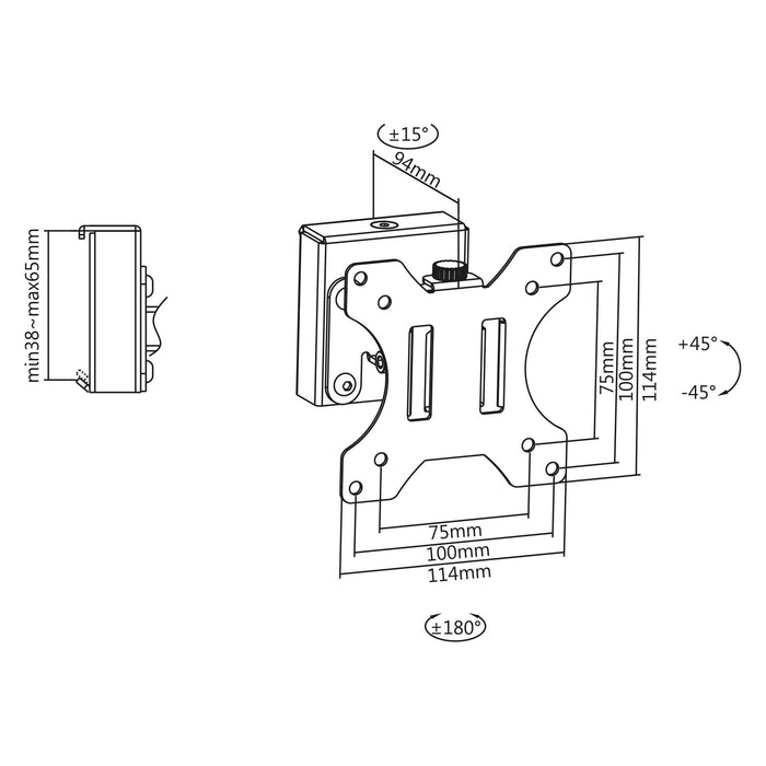 Inline® Slatwall Monitor Bracket Short