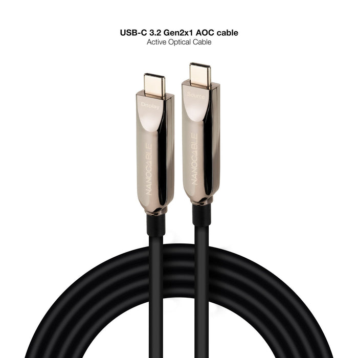 Cable Usb 3.2 Tipo-C Aoc Nanocable 10.01.4610 Usb Tipo-C Macho Usb Tipo-C Macho Hasta 60w 10gbps 10m Negro
