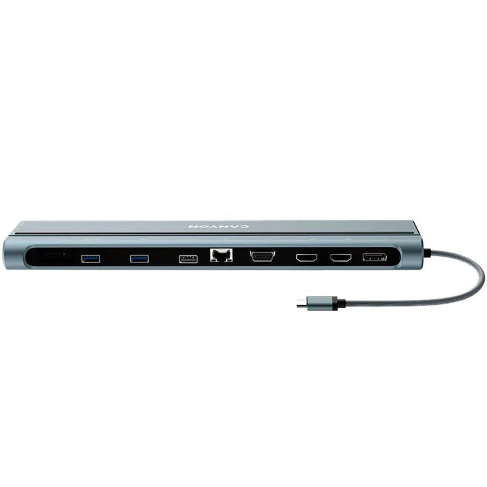 Docking Usb Tipo-C Canyon Cns-Hds90 1xvga 2xhdmi 1xdisplayport 3xusb 1xrj45 1xaudio 1xusb Tipo-C 1xusb Tipo-C Pd 1xlector Tarjetas