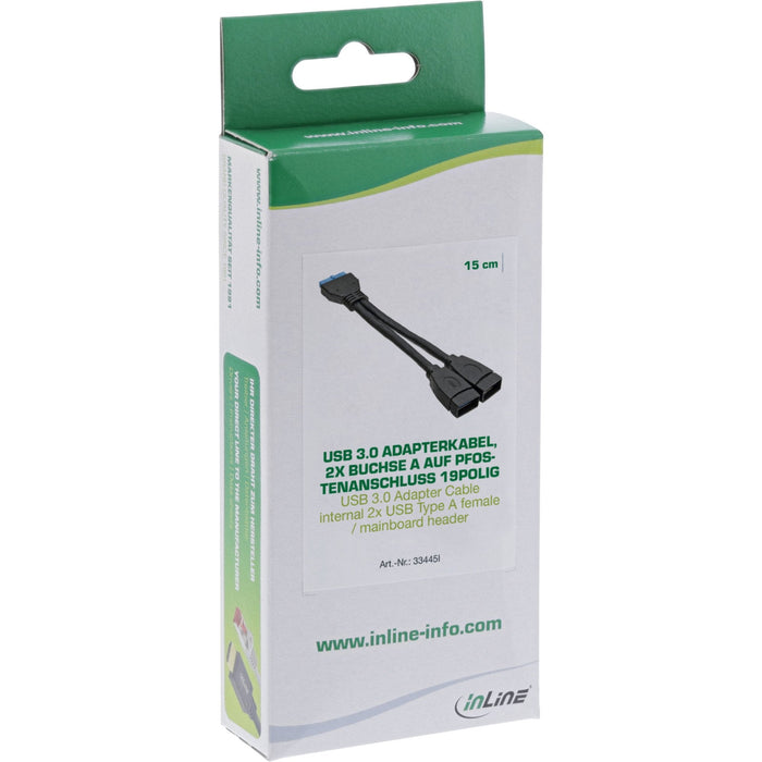 Adaptador Inline Usb 3.0 Interno 2x Usb A Hembra Al Cabezal De La Placa Base