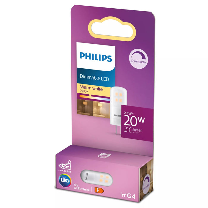 Signify Philips Corepro - Lámpara Led - Form: Kapsel - Mate Finish - G4 - 2.1 W (Equivalente 20 W)