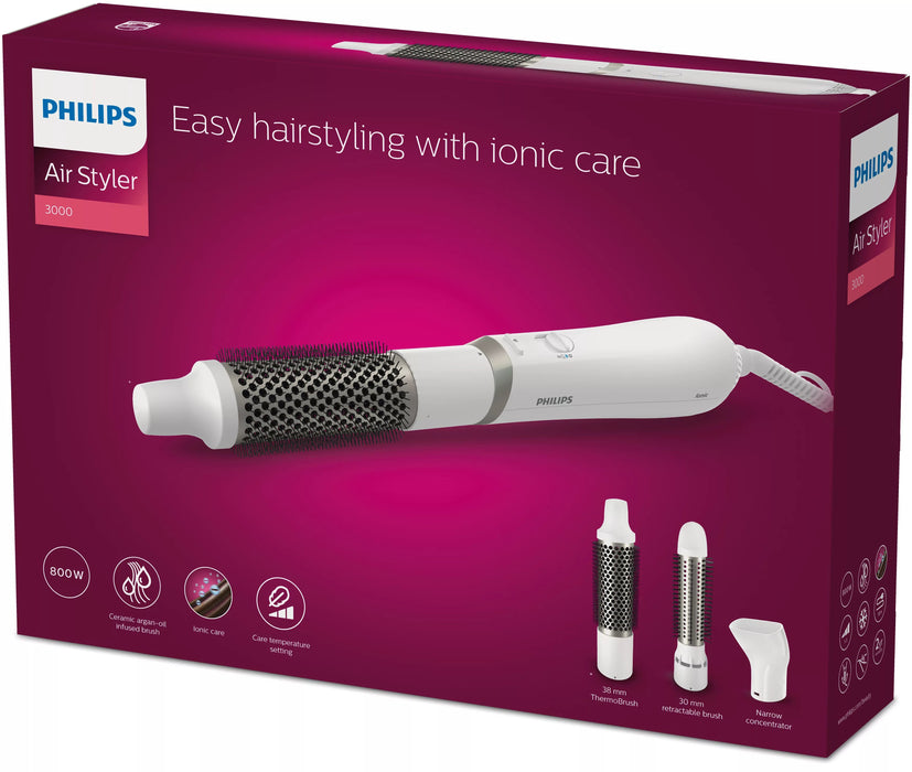 EAN 8720689002844 - Philips 3000 series BHA303/00 Utensilio de peinado Cepillo de aire caliente Caliente Blanco 800 W 1,8 m imagen 2