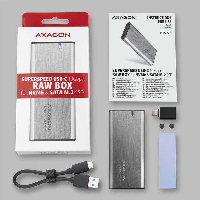 EAN 8595247906328 - Axagon EEM2-SG2 caja para disco duro externo Caja externa para unidad de estado sólido (SSD) Gris M.2 imagen 10