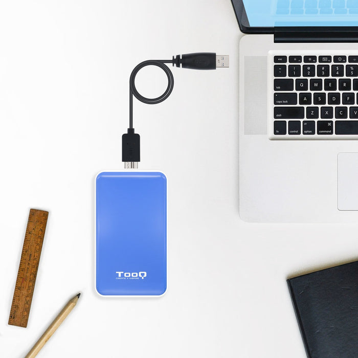 Tooq Carcasa Externa Hdd/Sdd 2.5" Hasta 9.5mm Sata Usb 3.0/3.1 Gen 1 - Sin Tornillos - Azul/Blanco