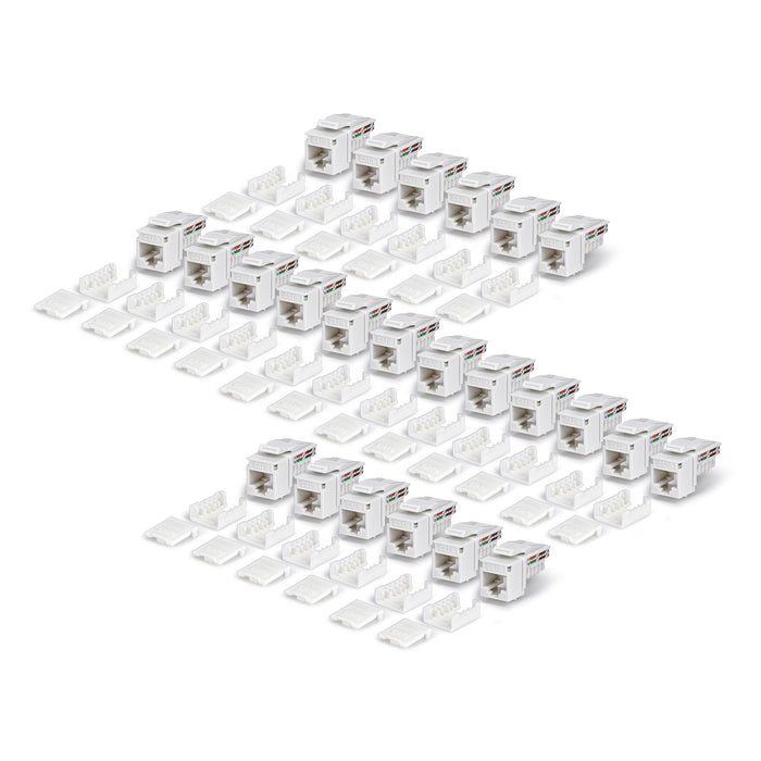 Startech.Com Cat6 Keystone Jack Módulo, Pack De 24 Rj45 Ethernet Keystone Conector Hembra, Utp Cat6 Wandbuchse, 90 Grad 110 Punch Down Conector Hembra, Blanco, Acodado, Blanco, Rj-45, Conector Hembra, 10gbase-T, Cat6, Cat5e