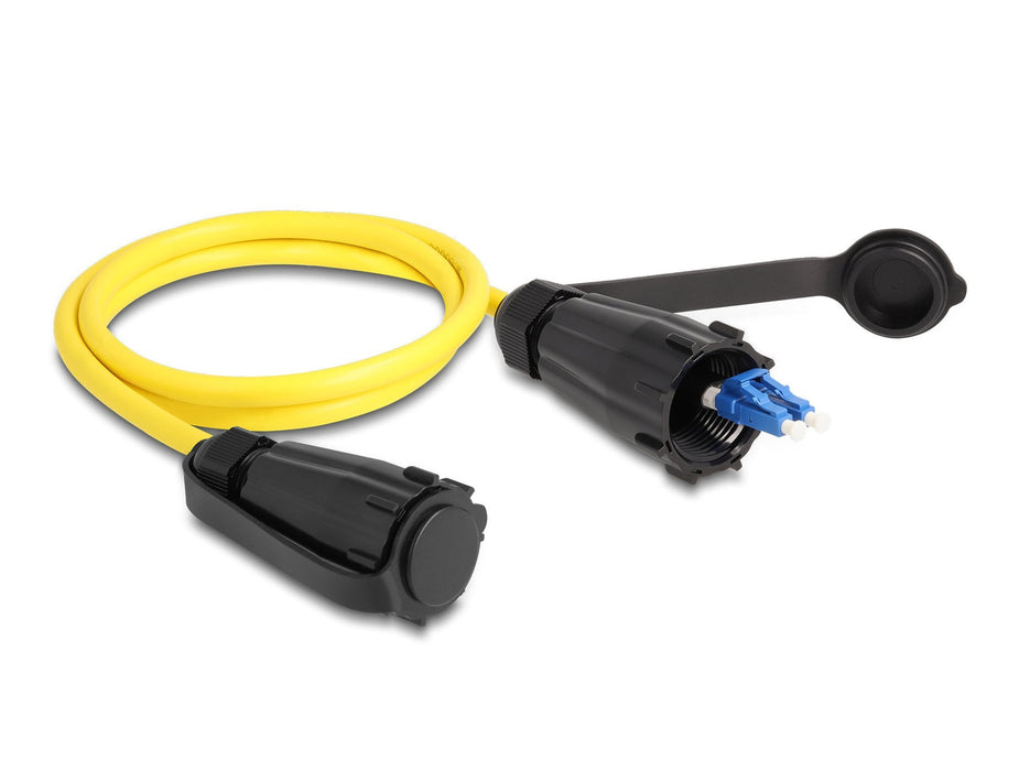 Delock 87887 Cable De Fibra Óptica Lc Duplex A Lc Duplex Con Tapa Protectora Monomodo Ip68 Resistente Al Polvo Y Al Agua, 1 M