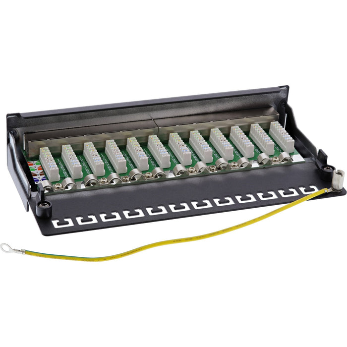 Patch Panel Inline Cat.6 12 Puertos Montaje En Escritorio / Pared Negro Ral9005