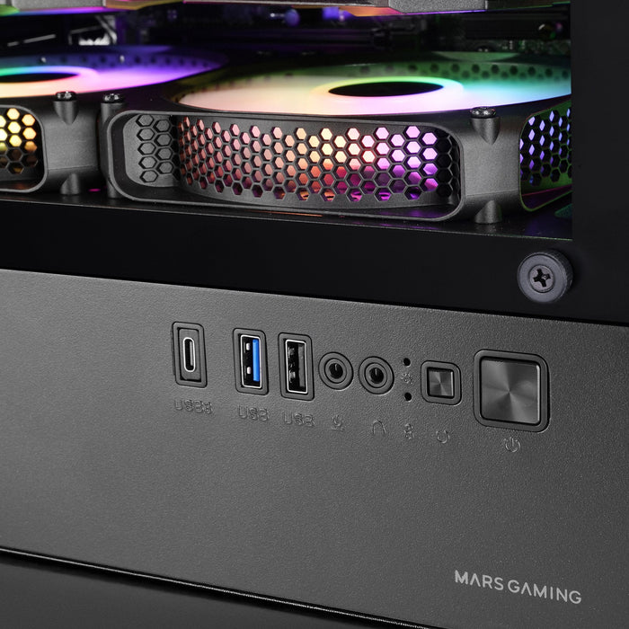 Caja Pc Atx Semitorre Mars Gaming Mc-Quantum Doble Cristal Templado Argb Gpu 335mm Negra