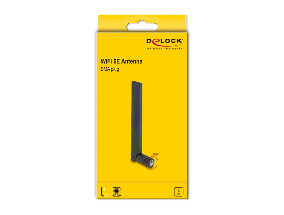 Delock 88399 Antena Wifi 6e Macho Sma 3 Dbi Omnidireccional Con Articulación De Inclinación Negro