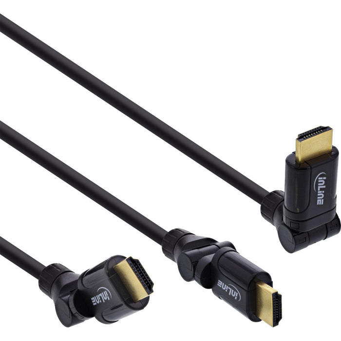 Cable Inline Hdmi Angle Plug 180° De Con Ethernet 3m Negro