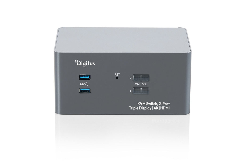 Digitus Kvm Switch, 2-Port, Triple-Display. 4k, Hdmi