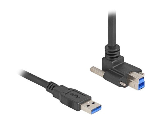 Delock 80480 Cable Usb 5 Gbps Usb Tipo-A Macho Recto A Usb Tipo-B Macho Con Tornillos 90° Hacia Arriba En Ángulo 1 M Negro