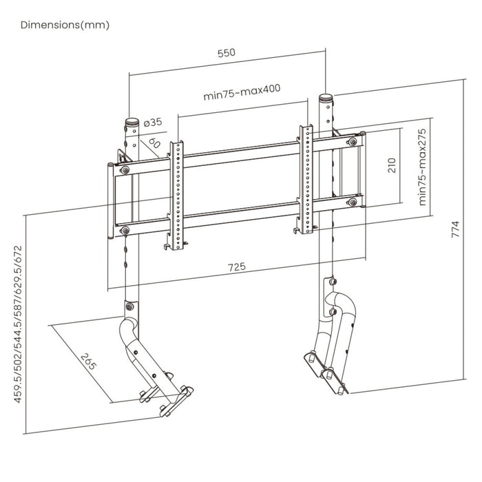 Soporte Oplite Op-R8-Smsb Para Monitor  57" Escritorio Negro
