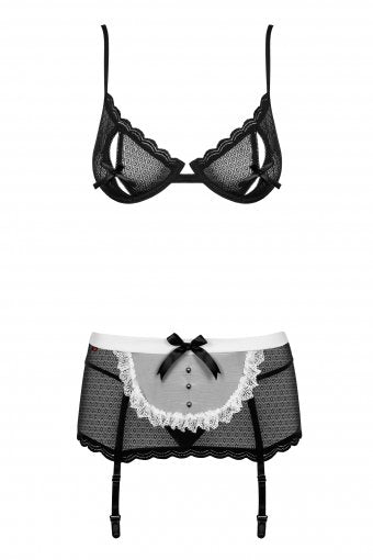 EAN 5901688210185 - Obsessive Maidme Conjunto de lencería Negro, Blanco Elastano, Poliamida imagen 1
