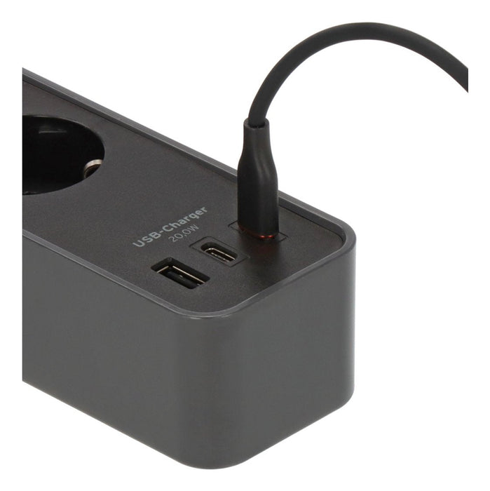 Brennensilla Ecolor Steckdosenleiste 4-Fach Mit 2x Usb-C, 1x Usb-A (Negro/Anthrazit, 1,5 Meter Cable, Mit Sicherheitsschalter) 1153240216