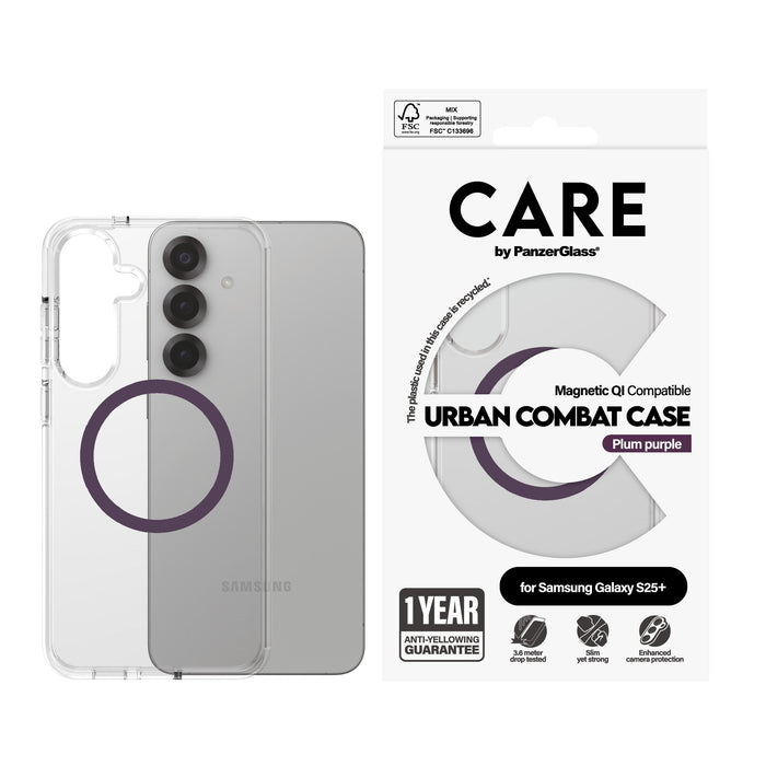 EAN 5715685016974 - PanzerGlass CARE™ by ® Urban Combat Case Transparent w. Plum Purple Qi Compatible Samsung Galaxy S25+ fun imagen 2