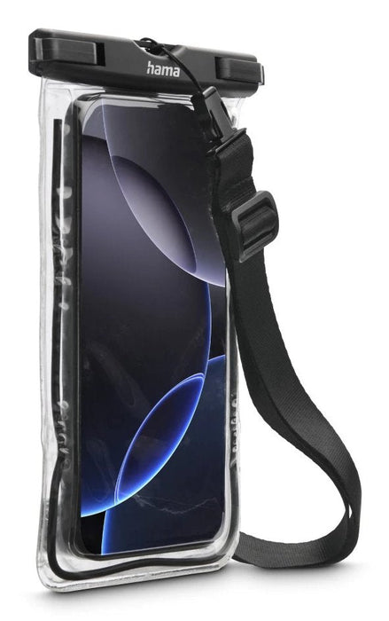 Hama Funda Impermeable Universal - Ipx8 - Cierre A Presion - Marco Fluorescente - Pvc - 12.5x1.5x20cm - Negro Y