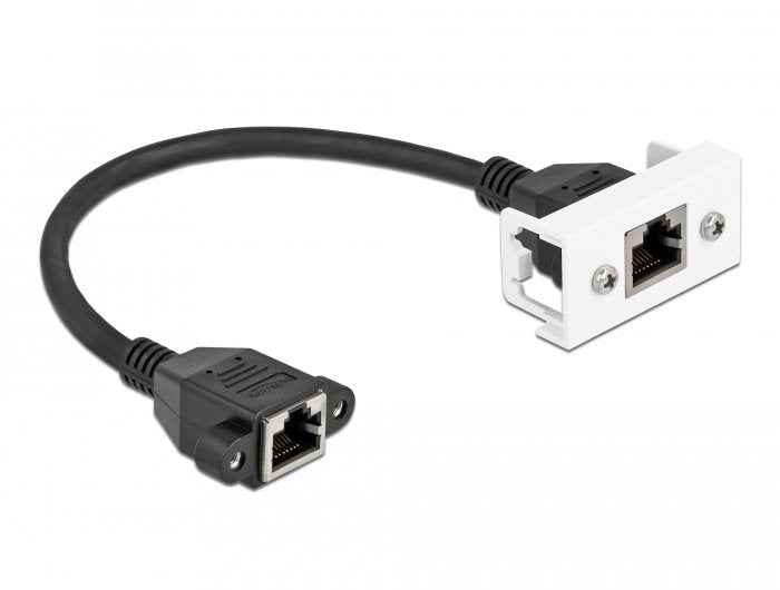 Delock Netzwerk Verlängerungscable Für Easy 45 Modul S Ftp Rj45 Buchse Zu Rj45 Buchse Cat.6a 25 Cm Schwarz   Weiss