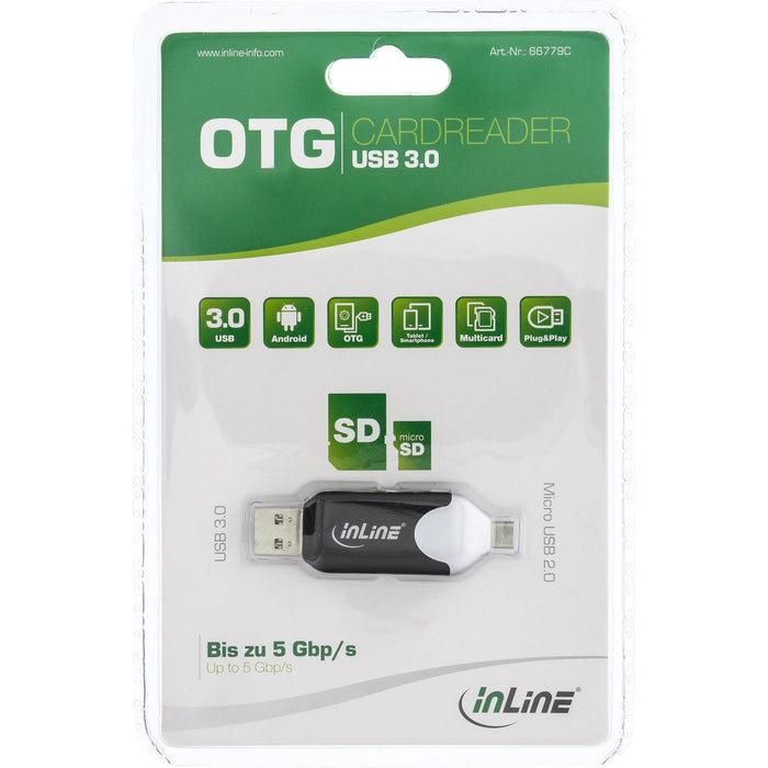 Lector De Tarjetas Usb Otg Inline Con Interfaz Doble Usb 3.0 Y Micro Usb 2.0 Para Sdxc Y Microsdxc