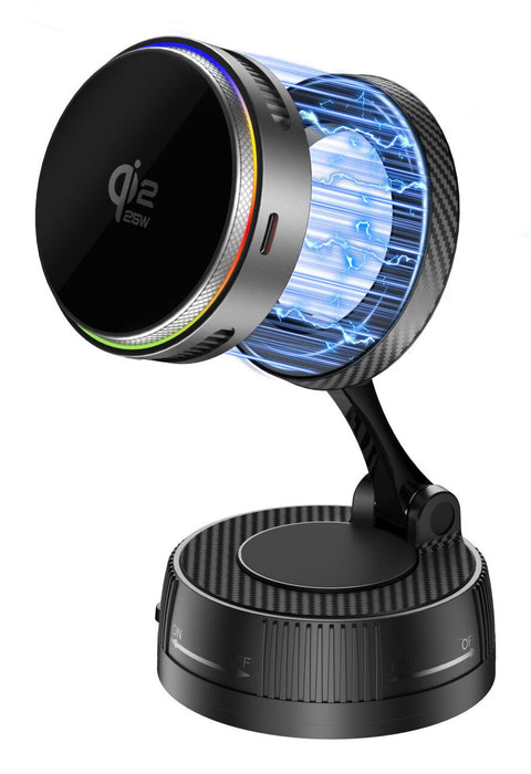 4smarts Qi2 25w / Magsafe Ladegerät Con Kühlung, Rgb + 360° Halterung, Spacegrau