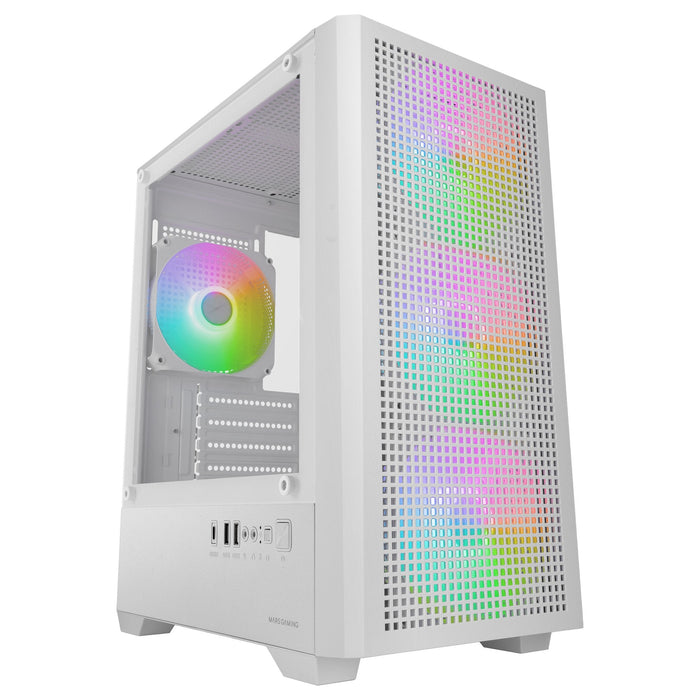 Caja Pc  Micro Atx Mars Gaming Mc-Vectorw Gpu Max 282mm Cristal Templado Mesh Argb Usb-C Blanco