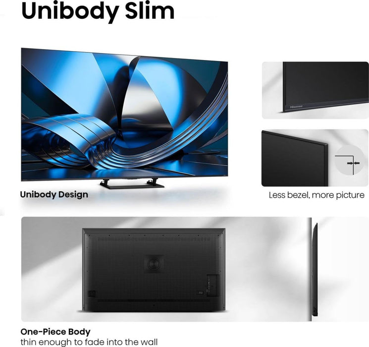 139,0cm 55" (3840x2160) Hisense 55u7se Smart Tv 4k Uled Miniled 6ms 144hz Hdmi Usb Lan Hdr Vesa Wifi Bluetooth Black