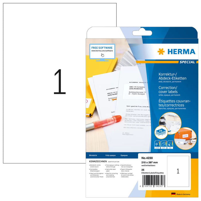 EAN 4008705042307 - HERMA 4230 etiqueta de impresora Blanco Etiqueta para impresora autoadhesiva imagen 1