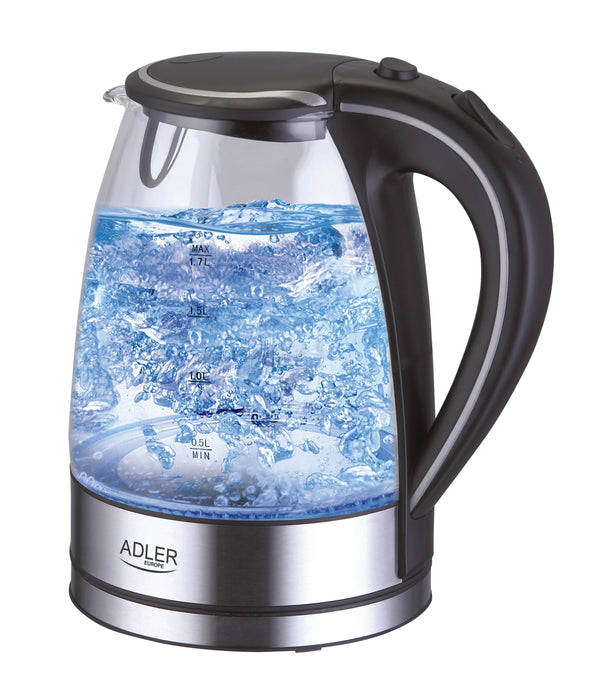 EAN 5908256832749 - Adler AD 1225 tetera eléctrica 1,7 L 2000 W Negro, Acero inoxidable, Transparente imagen 1