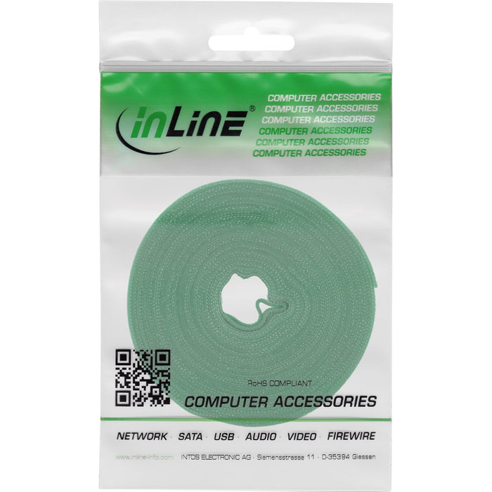 Sujetacables Inline Con Cierre De Velcro Banda 16mm Verde 10m