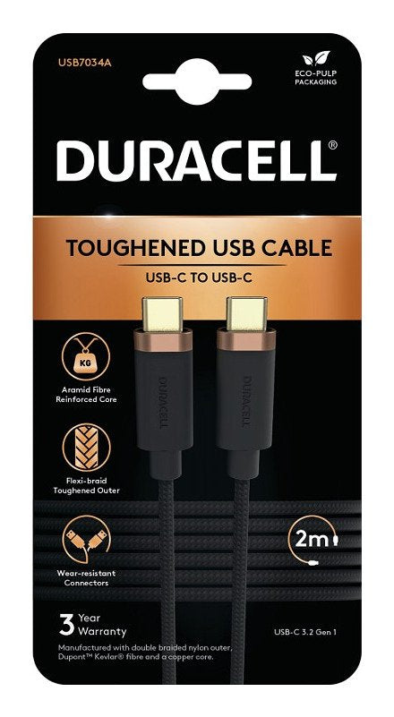 EAN 5056304310906 - Duracell USB7034A cable USB USB 3.2 Gen 1 (3.1 Gen 1) 2 m USB C 5 Gbit/s 65 W Negro imagen 2