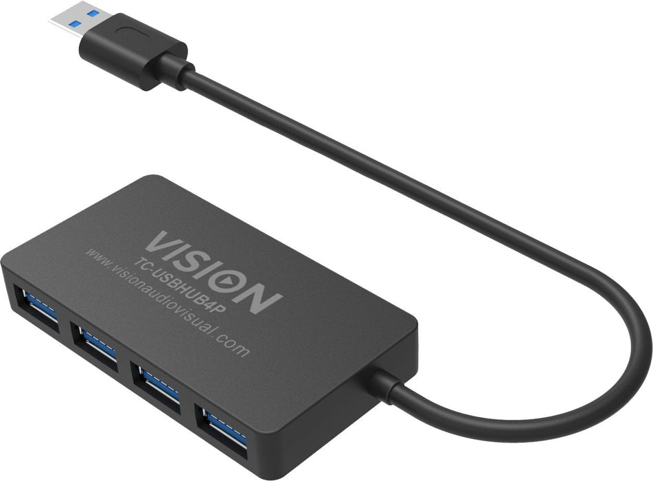 Hub Concentrador Usb 3.0 De 4 Puertos 4 X Puertos Usb 3.0 5 Gbps Cable De 30 Cm Negro