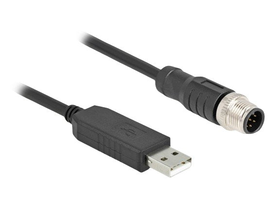 Delock 64257 Cable De Conexión Serie M12 Con Chipset Ftdi, Usb 2.0 Tipo-A Macho A M12 Rs-232 Macho Codificación A 8 Pines 1,8 M Negro