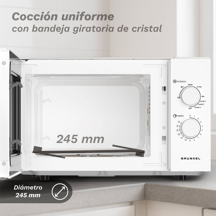 Microondas Grunkel Mwg-25grill 850w Capacidad 25l Funcion Grill Blanco
