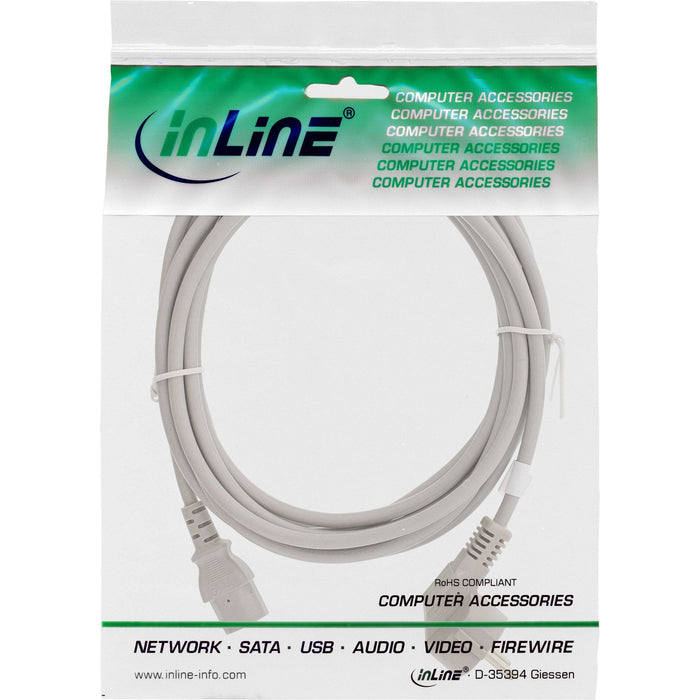Cable De Alimentación Inline, Schutzkontakt En Ángulo A 3 Pines Iec C13, Gris, 1,0 M