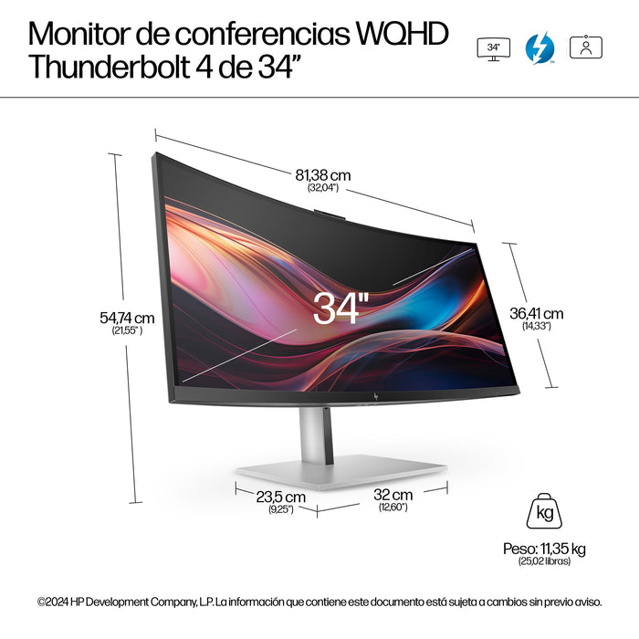 EAN 5715063476581 - HP Series 7 Pro 34 inch WQHD Conferencing Monitor - 734pm pantalla para PC 86,4 cm (34") 3440 x 1440 Pixe imagen 4